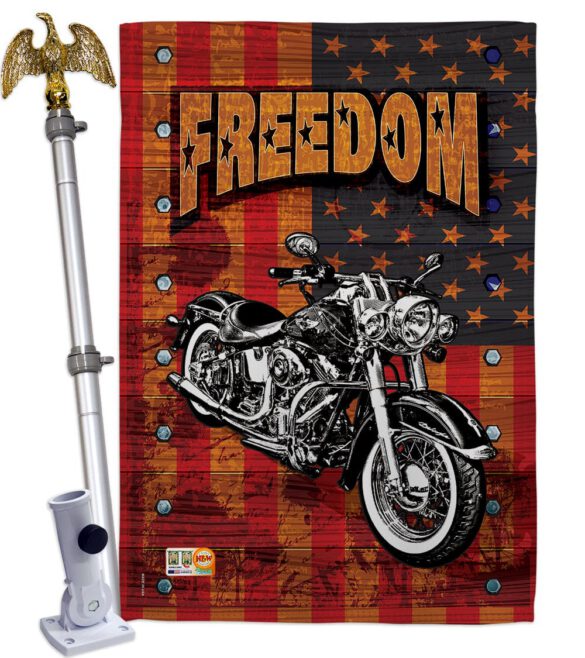 Americana Motorcycle - Patriotic Americana Vertical Impressions Decorative Flags HG111001 Made In USA - Image 14