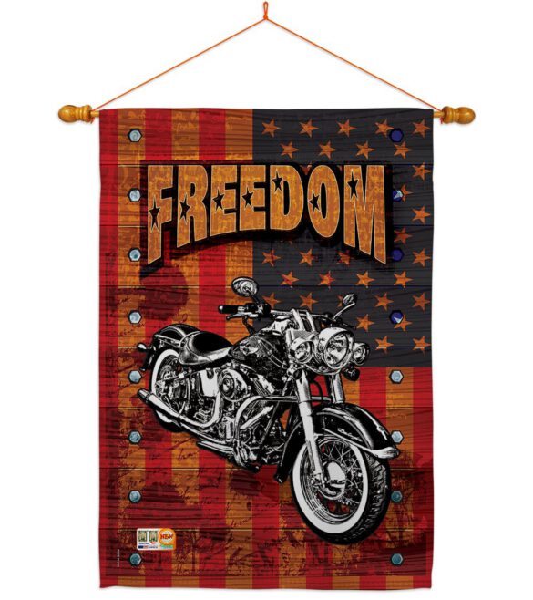 Americana Motorcycle - Patriotic Americana Vertical Impressions Decorative Flags HG111001 Made In USA - Image 15