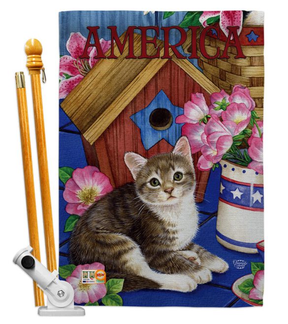 America Proud Kitten Cat - Patriotic Americana Vertical Impressions Decorative Flags HG191215 Made In USA - Image 6