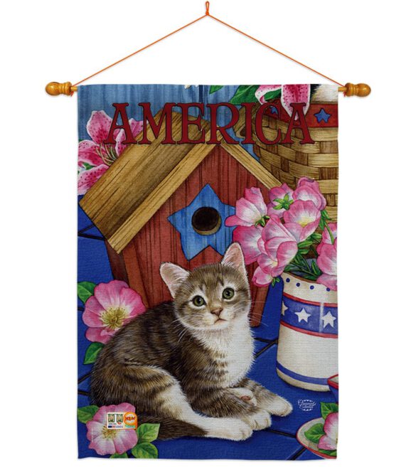 America Proud Kitten Cat - Patriotic Americana Vertical Impressions Decorative Flags HG191215 Made In USA - Image 15