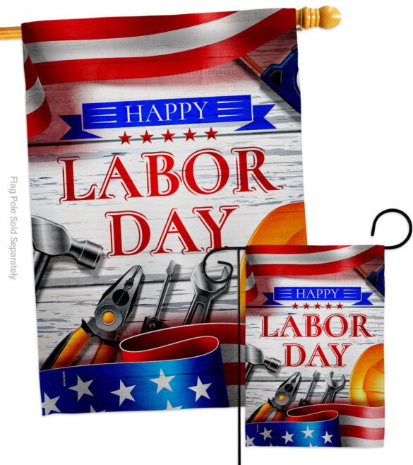 Happy Labor Day - Patriotic Americana Vertical Impressions Decorative Flags HG111103 Made In USA - Image 3