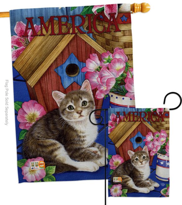 America Proud Kitten Cat - Patriotic Americana Vertical Impressions Decorative Flags HG191215 Made In USA - Image 4