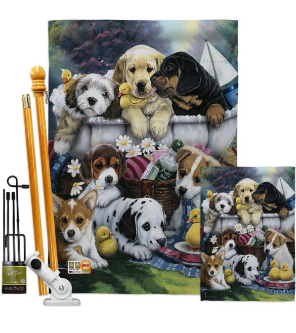 Bath Time Pups - Pets Nature Vertical Impressions Decorative Flags HG110046 Made In USA - Image 7