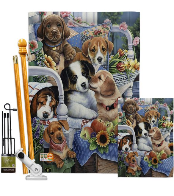 Country Pups - Pets Nature Vertical Impressions Decorative Flags HG110050 Made In USA - Image 6