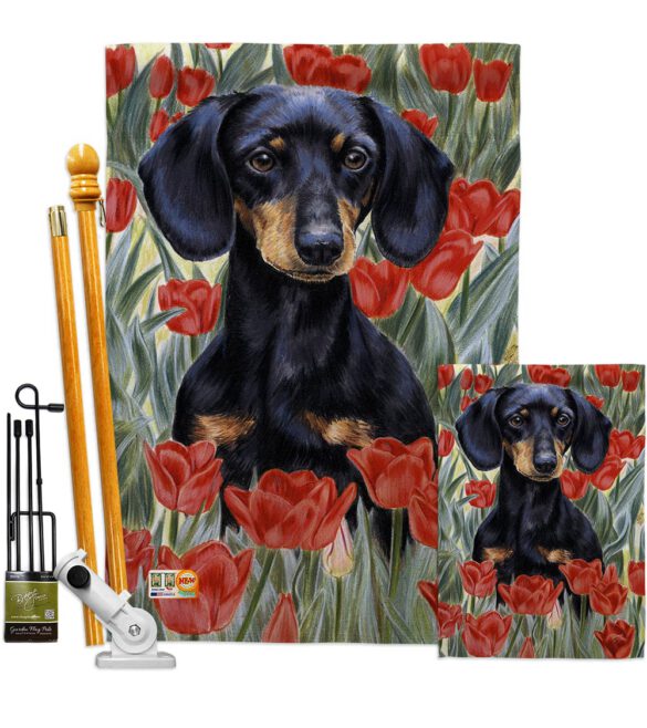 Dachsund In Tulips - Pets Nature Vertical Impressions Decorative Flags HG110080 Made In USA - Image 6