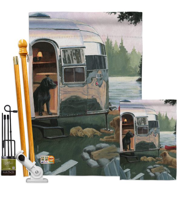 Canine Camp - Pets Nature Vertical Impressions Decorative Flags HG110114 Made In USA - Image 6