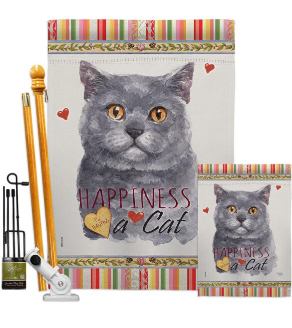 Blue British Short Hair Happiness - Pets Nature Vertical Impressions Decorative Flags HG110162 Made In USA - Image 6