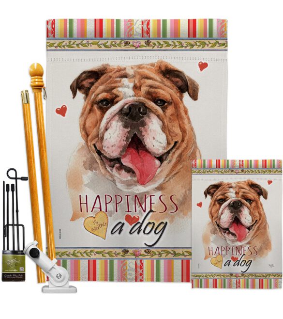 Bulldog Happiness - Pets Nature Vertical Impressions Decorative Flags HG110188 Made In USA - Image 6