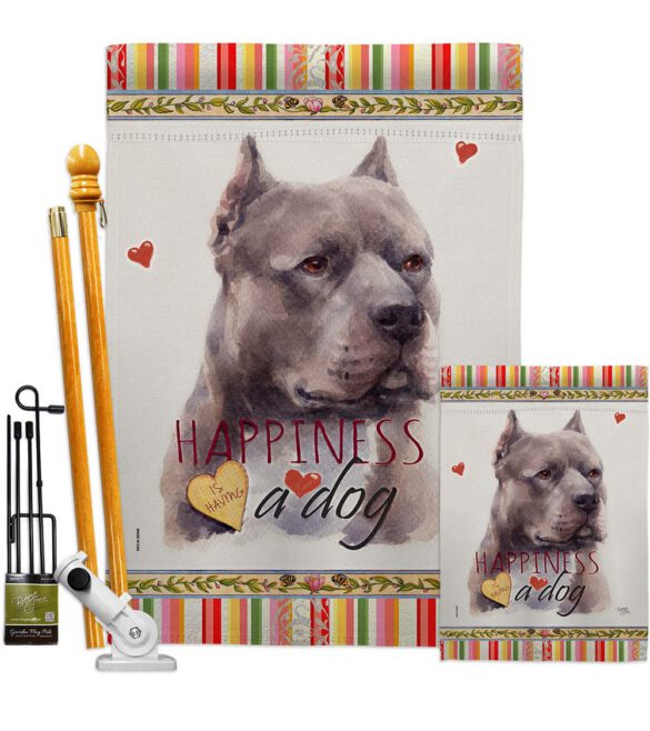 Blue Pitbull Happiness - Pets Nature Vertical Impressions Decorative Flags HG110264 Made In USA - Image 6