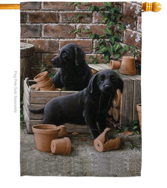 Black Lab Pups - Pets Nature Vertical Impressions Decorative Flags HG110007 Made In USA - Image 2