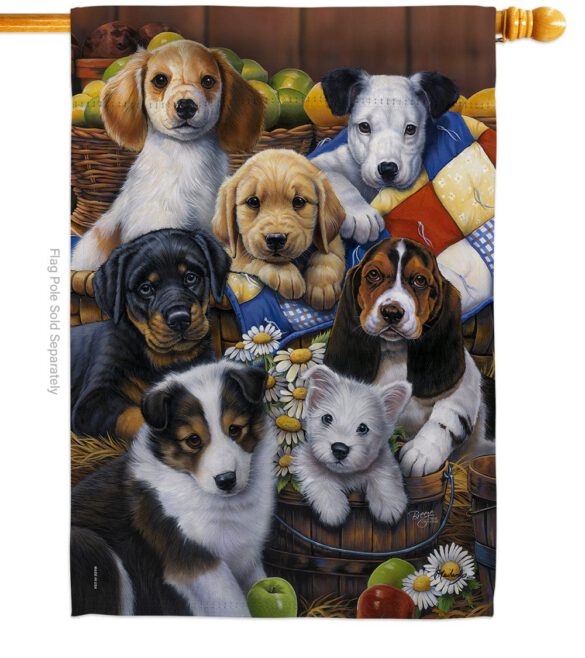 Country Bumpkin Puppies - Pets Nature Vertical Impressions Decorative Flags HG110049 Made In USA - Image 2