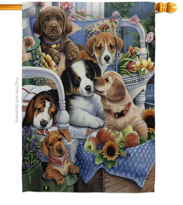 Country Pups - Pets Nature Vertical Impressions Decorative Flags HG110050 Made In USA - Image 2