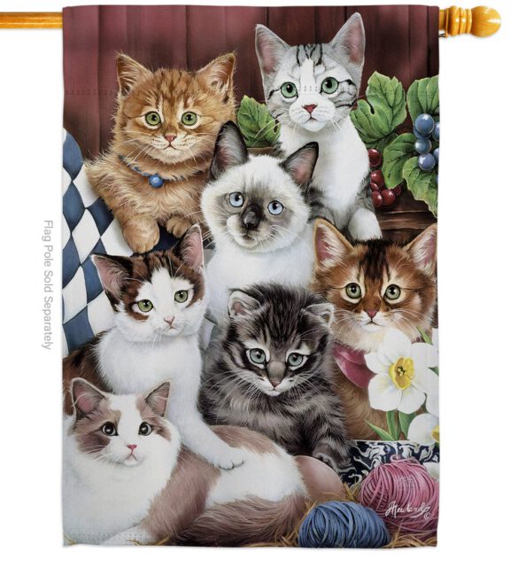 Cuddly Kittens - Pets Nature Vertical Impressions Decorative Flags HG110069 Made In USA - Image 2
