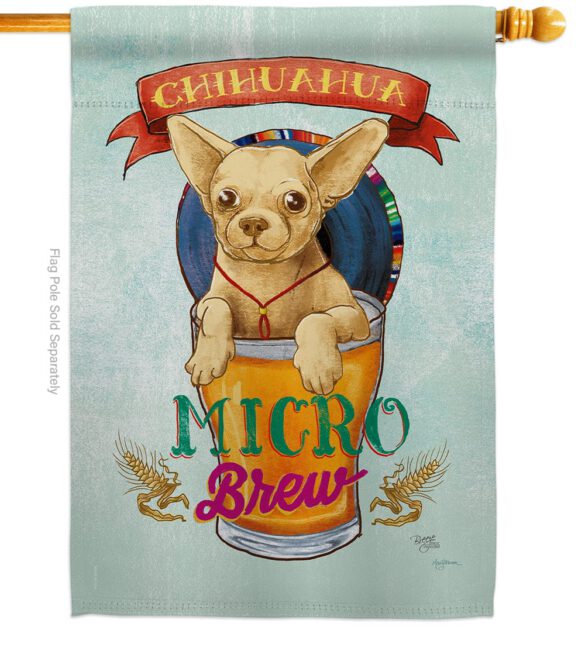 Chihuahua Micro Brew - Pets Nature Vertical Impressions Decorative Flags HG110098 Made In USA - Image 2