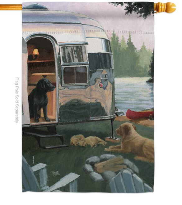 Canine Camp - Pets Nature Vertical Impressions Decorative Flags HG110114 Made In USA - Image 2