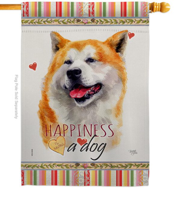Akita Happiness - Pets Nature Vertical Impressions Decorative Flags HG110141 Made In USA - Image 3