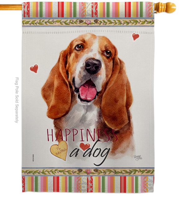 Basset Hound Happiness - Pets Nature Vertical Impressions Decorative Flags HG110149 Made In USA - Image 3