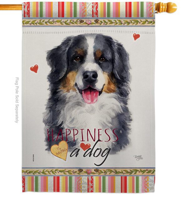 Bernese Mountain Happiness - Pets Nature Vertical Impressions Decorative Flags HG110153 Made In USA - Image 2