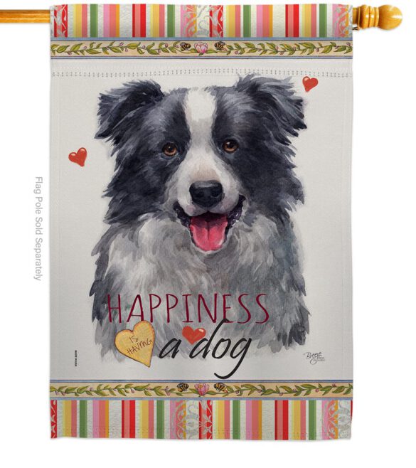 Border Collie Happiness - Pets Nature Vertical Impressions Decorative Flags HG110158 Made In USA - Image 2