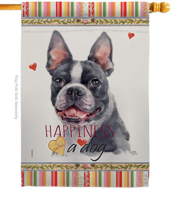 Boston Terrier Happiness - Pets Nature Vertical Impressions Decorative Flags HG110159 Made In USA - Image 2