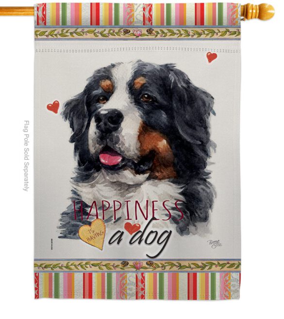Bernese Cattle Happiness - Pets Nature Vertical Impressions Decorative Flags HG110183 Made In USA - Image 2