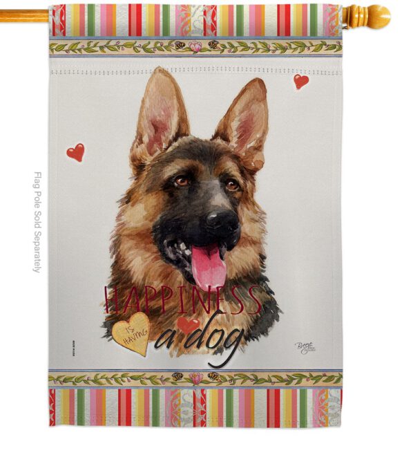 German Shepherd Happiness - Pets Nature Vertical Impressions Decorative Flags HG110190 Made In USA - Image 2
