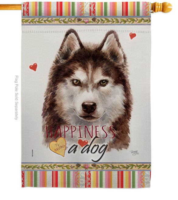 Brown Siberian Husky Happiness - Pets Nature Vertical Impressions Decorative Flags HG110222 Made In USA - Image 2