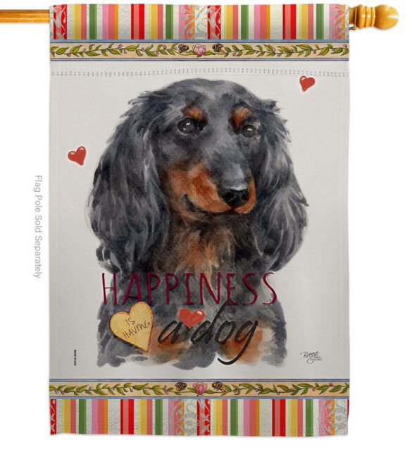 Blue Long Hair Dachshund Happiness - Pets Nature Vertical Impressions Decorative Flags HG110251 Made In USA - Image 2