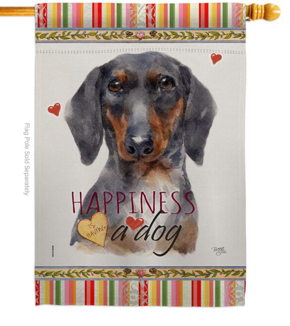 Black & Tan Dachshund Happiness - Pets Nature Vertical Impressions Decorative Flags HG110252 Made In USA - Image 2