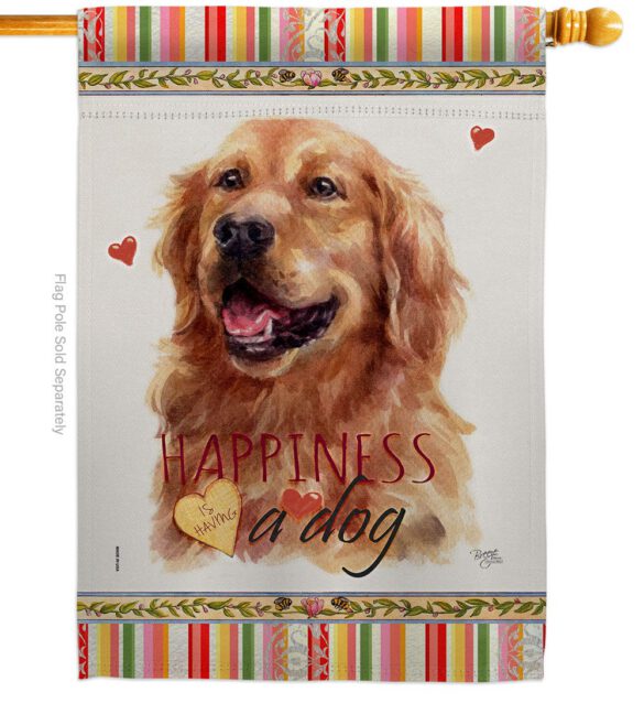 Dark Golden Retriever Happiness - Pets Nature Vertical Impressions Decorative Flags HG110255 Made In USA - Image 2