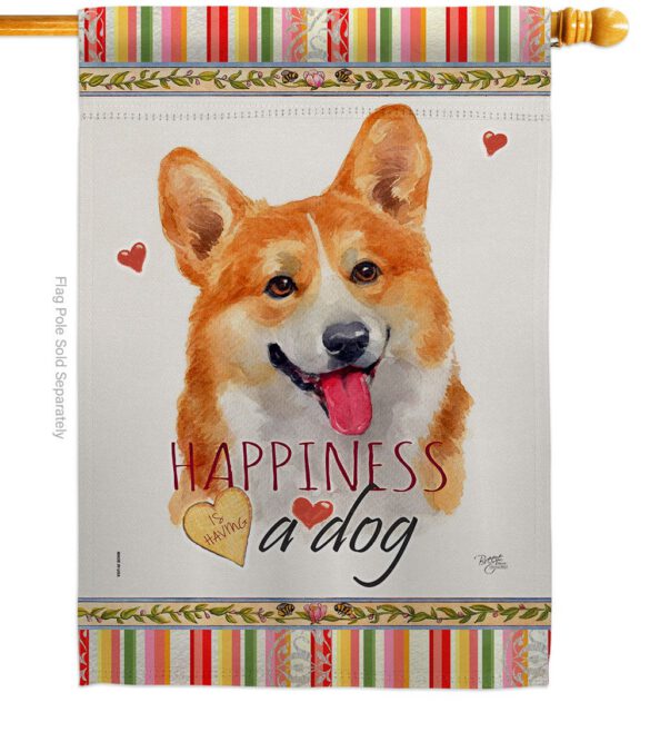 Fawn Corgi Happiness - Pets Nature Vertical Impressions Decorative Flags HG110263 Made In USA - Image 2