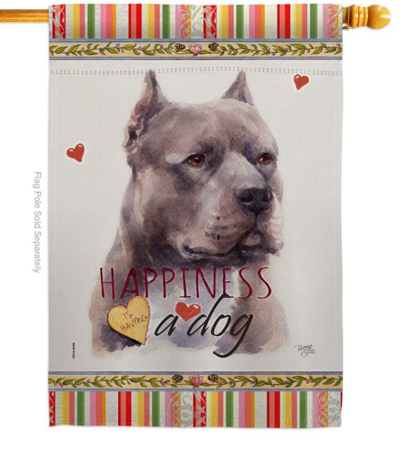 Blue Pitbull Happiness - Pets Nature Vertical Impressions Decorative Flags HG110264 Made In USA - Image 2