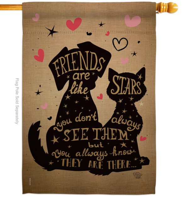 Friends are like Stars - Pets Nature Vertical Impressions Decorative Flags HG191085 Made In USA - Image 2