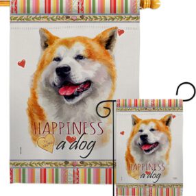 Akita Happiness - Pets Nature Vertical Impressions Decorative Flags HG110141 Made In USA