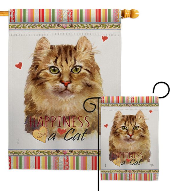Amerian Curl Happiness - Pets Nature Vertical Impressions Decorative Flags HG110144 Made In USA