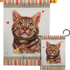 American Short Hair Happiness - Pets Nature Vertical Impressions Decorative Flags HG110147 Made In USA