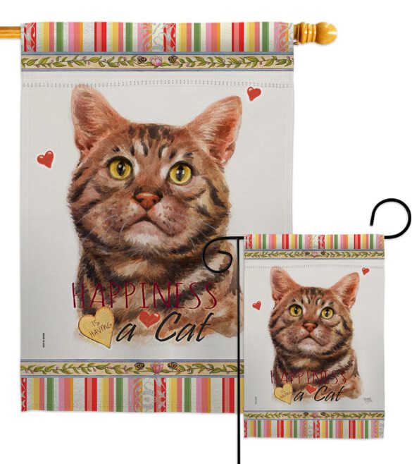 American Short Hair Happiness - Pets Nature Vertical Impressions Decorative Flags HG110147 Made In USA