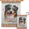 Australian Shepherd Happiness - Pets Nature Vertical Impressions Decorative Flags HG110148 Made In USA