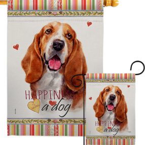 Basset Hound Happiness - Pets Nature Vertical Impressions Decorative Flags HG110149 Made In USA