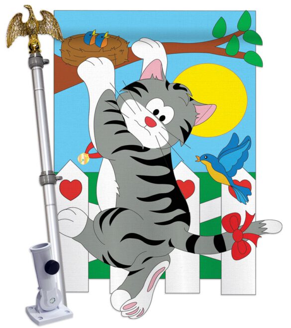 Climbing Cat - Pets Nature Vertical Applique Decorative Flags HG110028 - Image 3