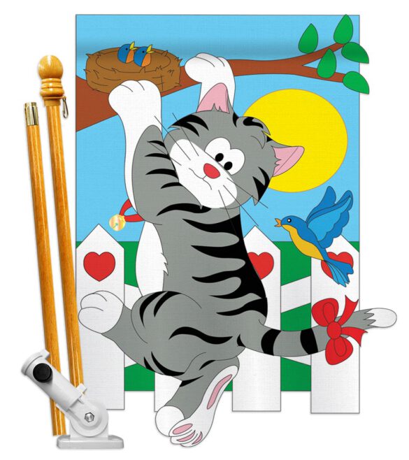 Climbing Cat - Pets Nature Vertical Applique Decorative Flags HG110028 - Image 2