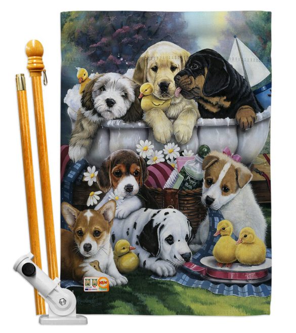 Bath Time Pups - Pets Nature Vertical Impressions Decorative Flags HG110046 Made In USA - Image 6