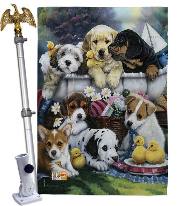 Bath Time Pups - Pets Nature Vertical Impressions Decorative Flags HG110046 Made In USA - Image 14