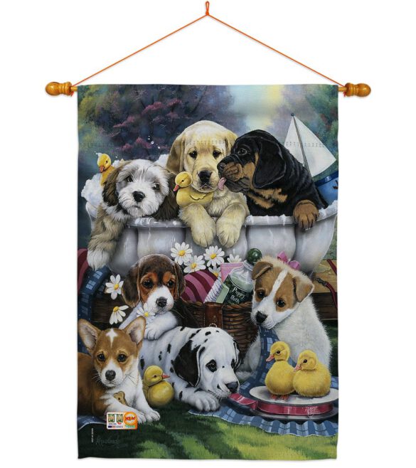 Bath Time Pups - Pets Nature Vertical Impressions Decorative Flags HG110046 Made In USA - Image 15