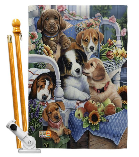 Country Pups - Pets Nature Vertical Impressions Decorative Flags HG110050 Made In USA - Image 5