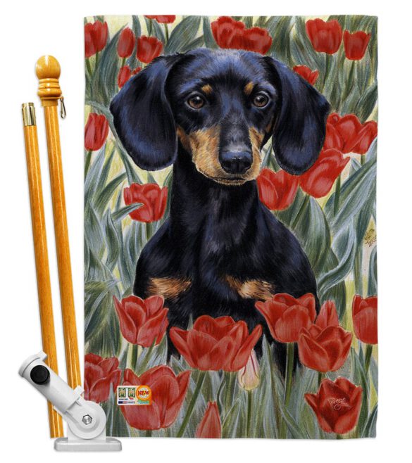 Dachsund In Tulips - Pets Nature Vertical Impressions Decorative Flags HG110080 Made In USA - Image 5