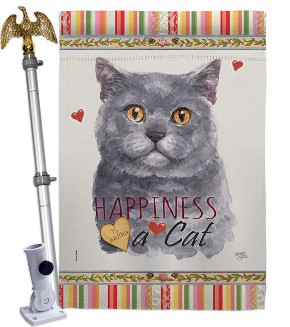 Blue British Short Hair Happiness - Pets Nature Vertical Impressions Decorative Flags HG110162 Made In USA - Image 9