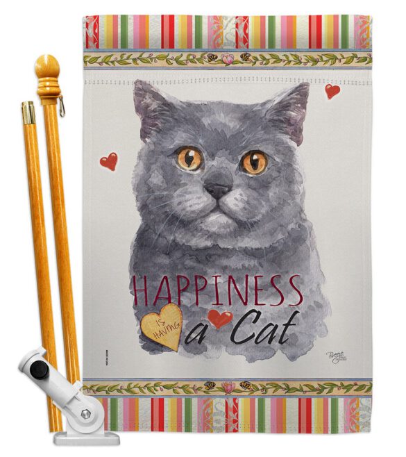 Blue British Short Hair Happiness - Pets Nature Vertical Impressions Decorative Flags HG110162 Made In USA - Image 5