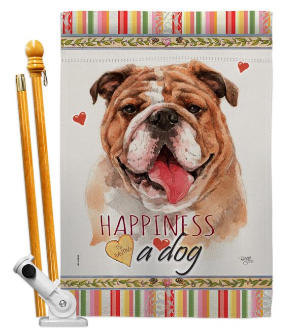 Bulldog Happiness - Pets Nature Vertical Impressions Decorative Flags HG110188 Made In USA - Image 5