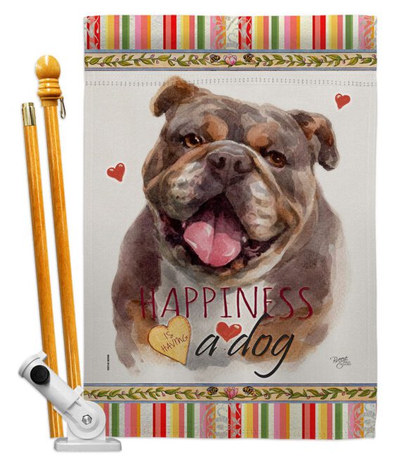 Chocolate Bulldog Happiness - Pets Nature Vertical Impressions Decorative Flags HG110244 Made In USA - Image 5